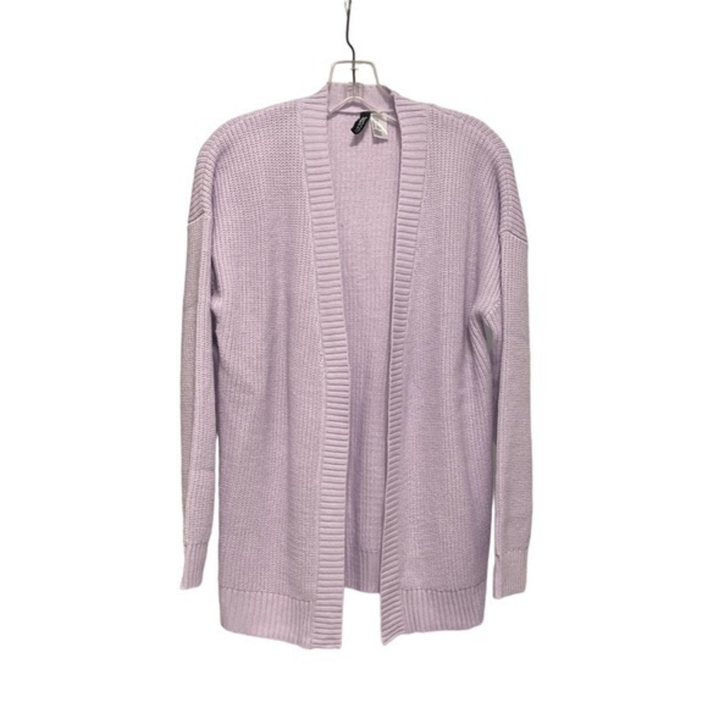 H&M Divided Lavender‎ Purple Shaker Stitch Open Front Cardigan Sweater XS